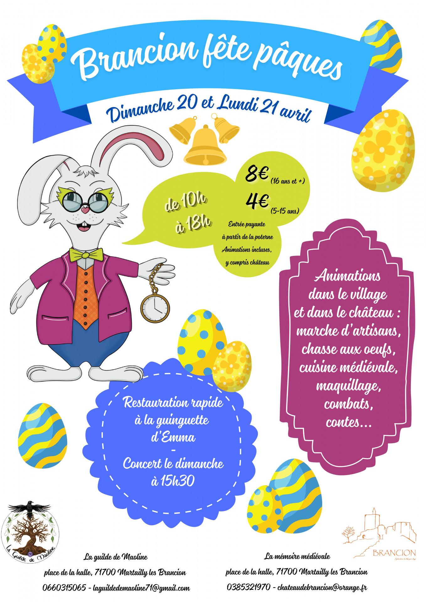 Affiche et programme week-end de Pâques site médiéval de Brancion