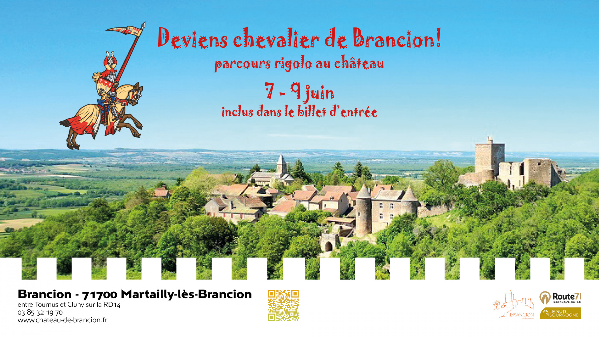 Vue du site de Brancion - annonce animation famille appelée Deviens chevalier de Brancion