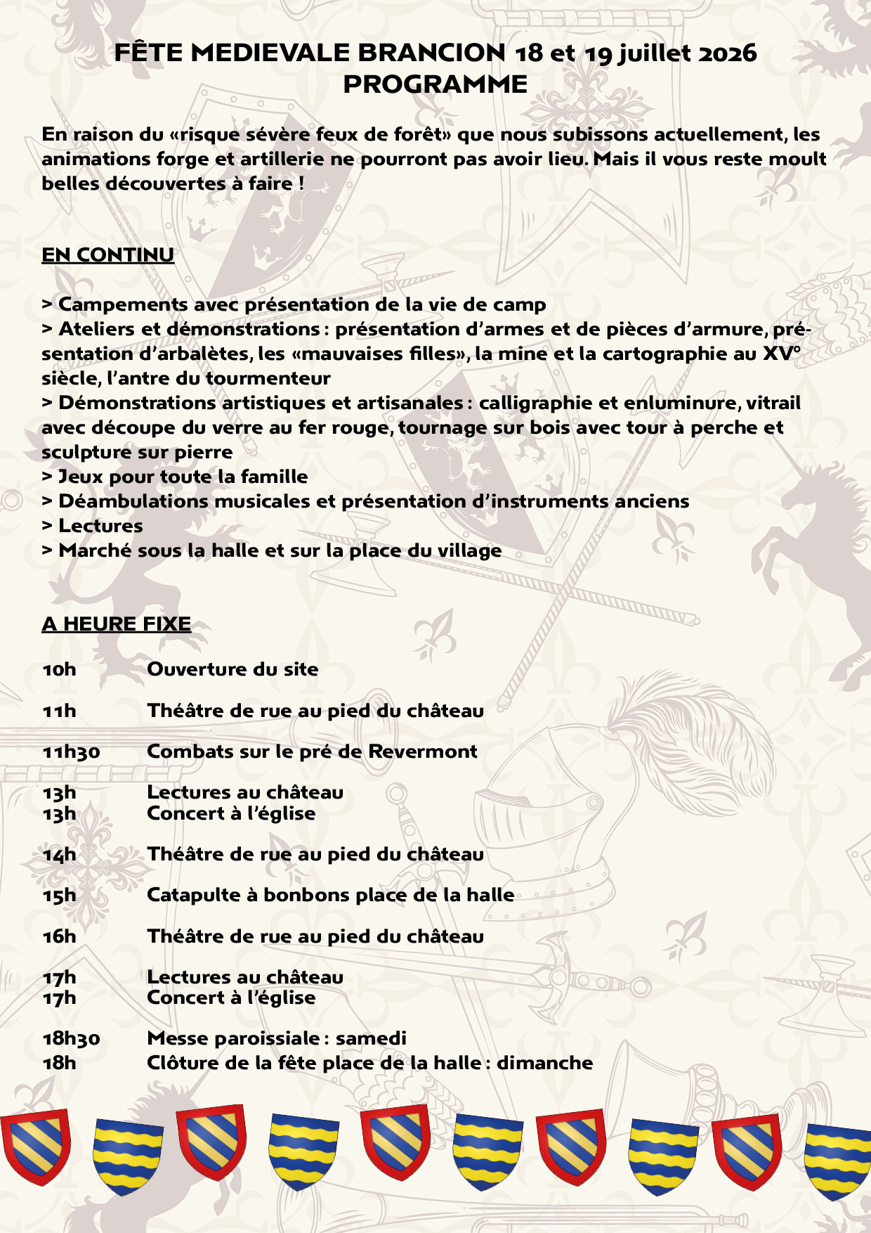 Programme f&ecirc;te m&eacute;di&eacute;vale 2026